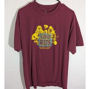 Stray Rats Large Burgundy T-Shirt Graphic Dogs Streetwear Miami Rare Made Mexico
